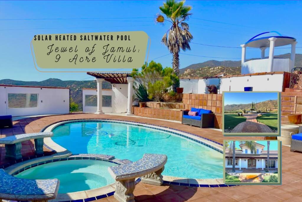 Private Home On 10 Acres - Heated Salt Pool & Jacuzzi, Mountain & City Views, Horseshoes, Basketball, Bbq, Golf Putting, Foosball, Croquet, Bose Stereo, White Cotton Bedding - Hilltop Hacienda, Pool Heat Optional Jamul Zewnętrze zdjęcie